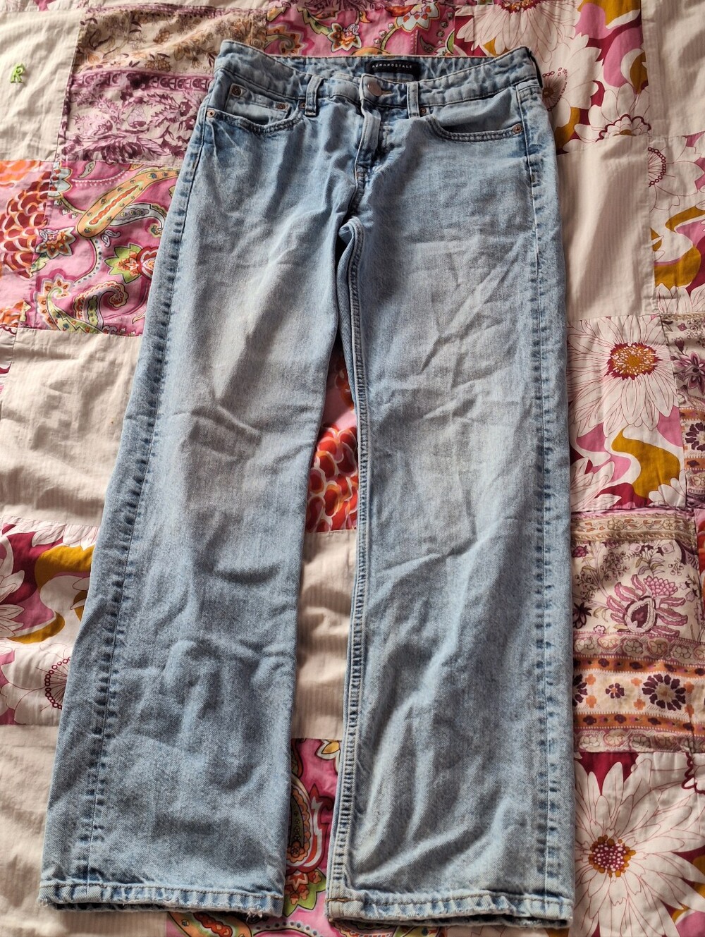 AEROPOSTALE 90'S BAGGY Low Rise Jeans, Light Wash